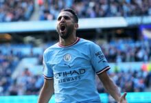 Algeria's Riyad Mahrez after scoring for Manchester City-- Getty images