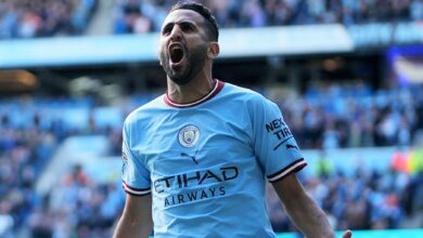 Algeria's Riyad Mahrez after scoring for Manchester City-- Getty images