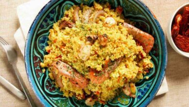 Sicilian couscous from the region of Trapani. Unlike the Maghrebean couscous, the