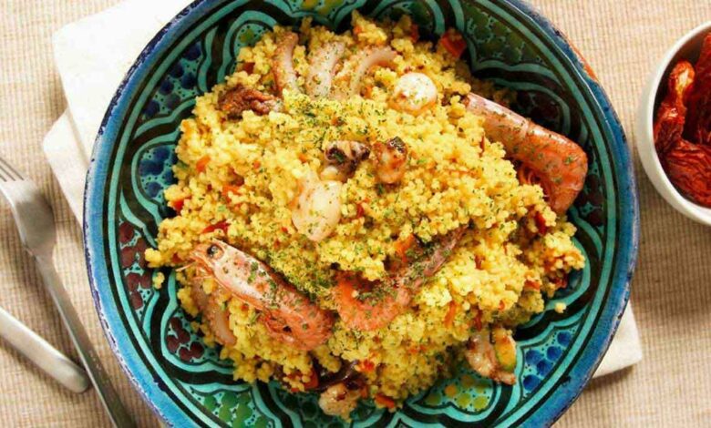 Sicilian couscous from the region of Trapani. Unlike the Maghrebean couscous, the