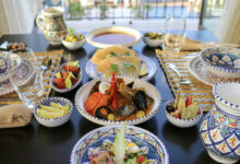 Tunisian soup and couscous served on a Ramadhan table.