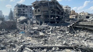 Destruction from Israeli airstrike on the El-Remal area in Gaza City on October 9, via the Socialist Worker