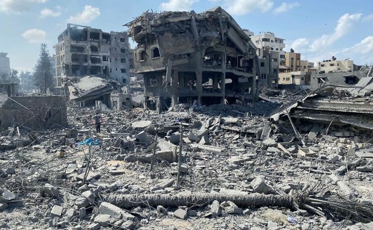 Destruction from Israeli airstrike on the El-Remal area in Gaza City on October 9, via the Socialist Worker