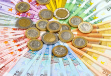 euro coins and banknotes. money background